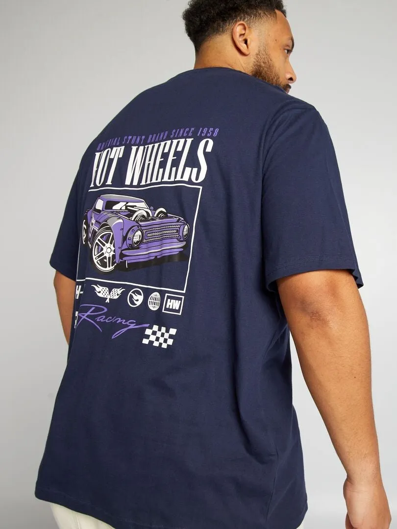 CAMISETA DE CUELLO REDONDO 'HOT WHEELS'  NEGRO