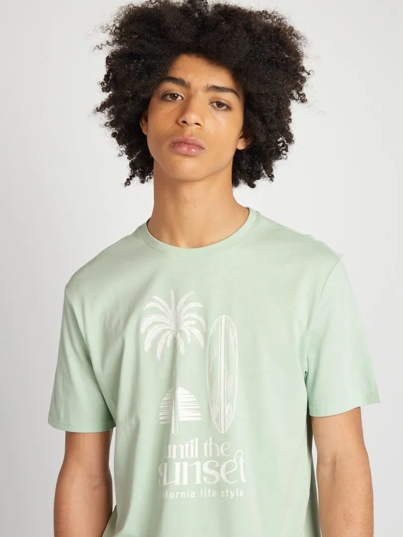 CAMISETA DE PUNTO CON CUELLO REDONDO  AZUL