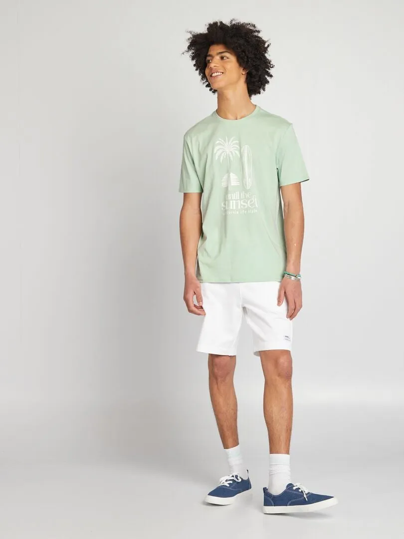 CAMISETA DE PUNTO CON CUELLO REDONDO  AZUL
