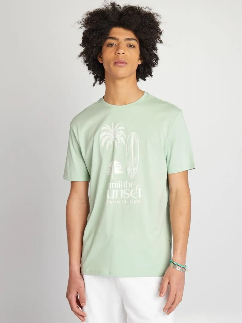 CAMISETA DE PUNTO CON CUELLO REDONDO  AZUL