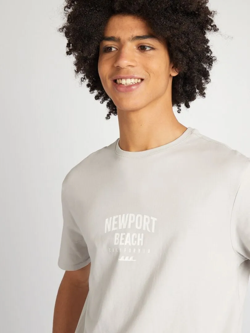 CAMISETA DE PUNTO CON CUELLO REDONDO  GRIS