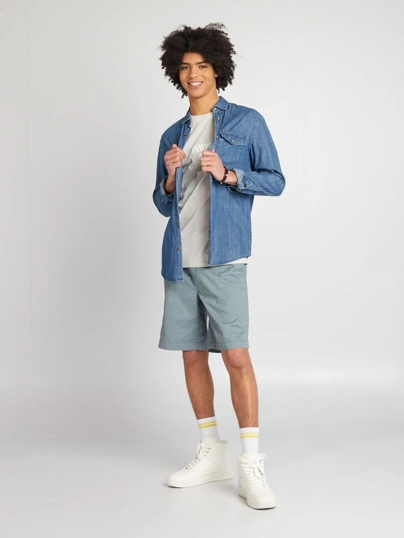 CAMISETA DE PUNTO CON CUELLO REDONDO  GRIS