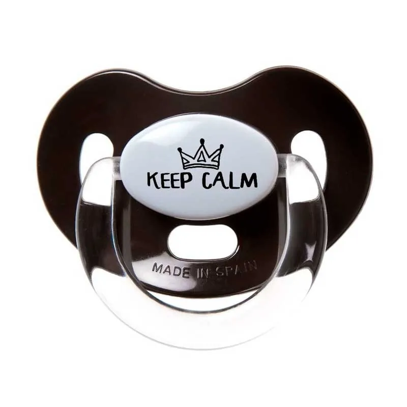 Chupete bebé Boann negro"Keepcalm"