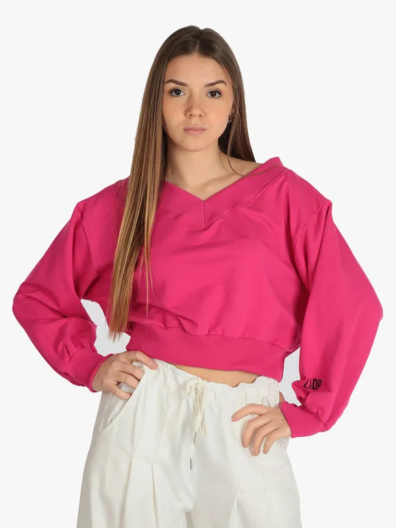 Ladp Sudadera cropped cuello pico mujer