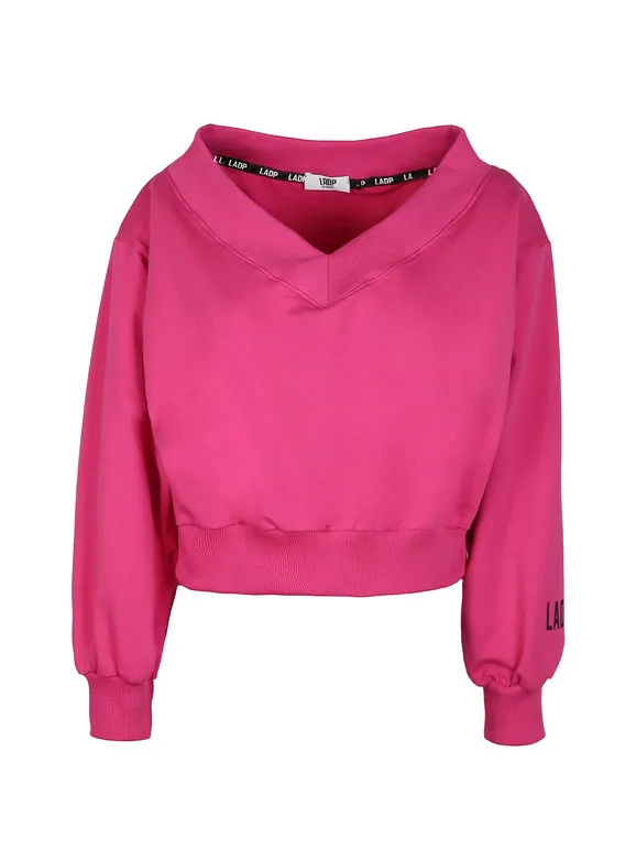 Ladp Sudadera cropped cuello pico mujer