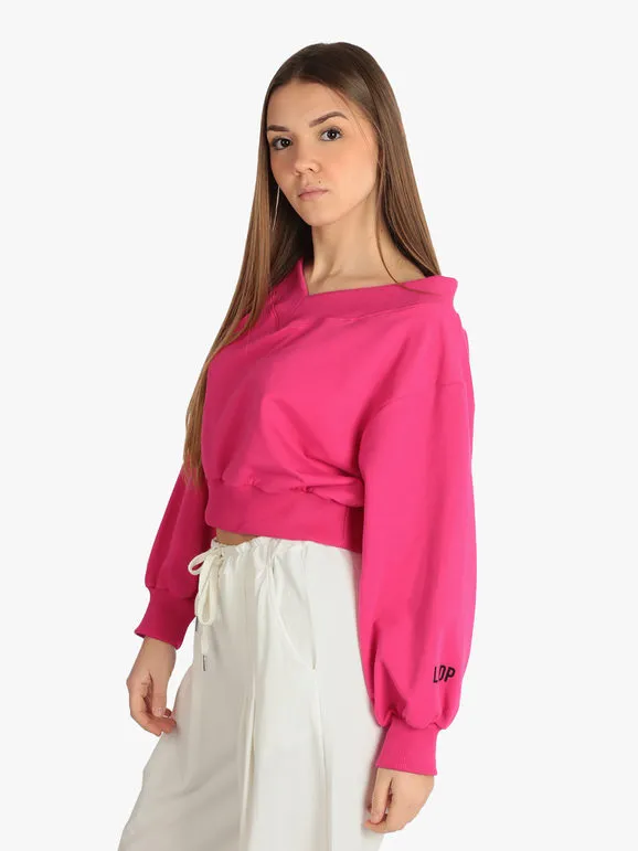 Ladp Sudadera cropped cuello pico mujer