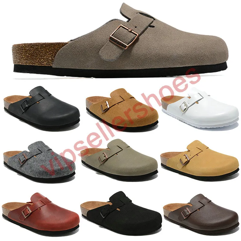 Nuevo diseñador Boston Summer Cork Flat Slippers Diseños de moda de cuero Sandalias de playa favoritas Zapatos casuales Corbas p