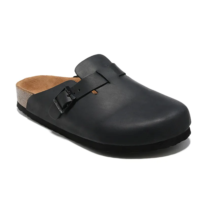 Nuevo diseñador Boston Summer Cork Flat Slippers Diseños de moda de cuero Sandalias de playa favoritas Zapatos casuales Corbas p