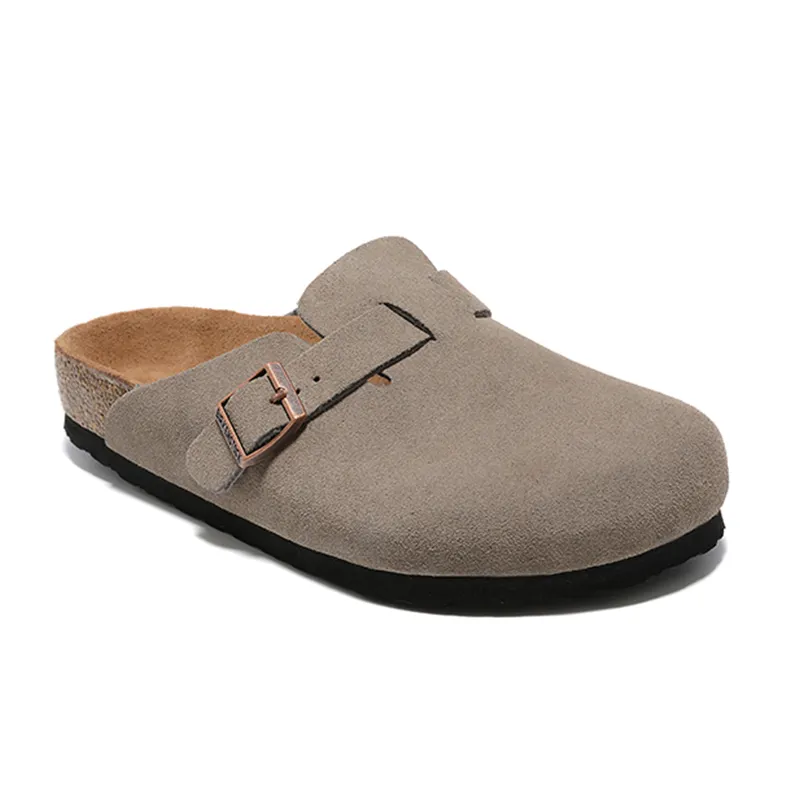Nuevo diseñador Boston Summer Cork Flat Slippers Diseños de moda de cuero Sandalias de playa favoritas Zapatos casuales Corbas p