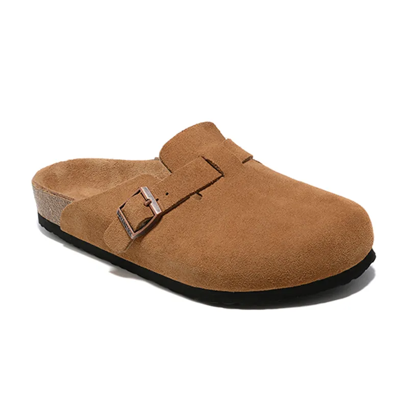 Nuevo diseñador Boston Summer Cork Flat Slippers Diseños de moda de cuero Sandalias de playa favoritas Zapatos casuales Corbas p