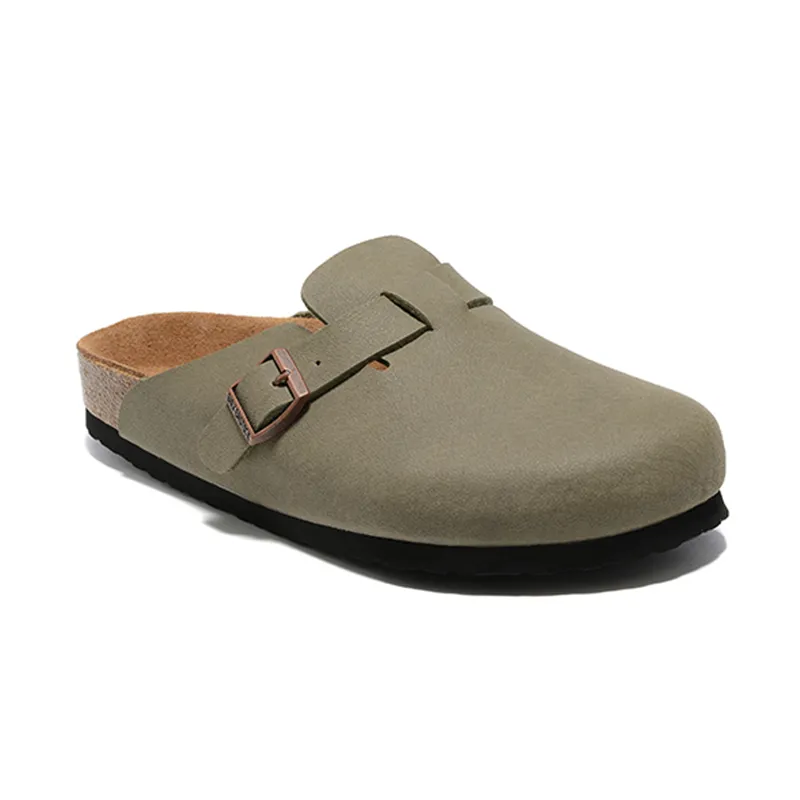 Nuevo diseñador Boston Summer Cork Flat Slippers Diseños de moda de cuero Sandalias de playa favoritas Zapatos casuales Corbas p