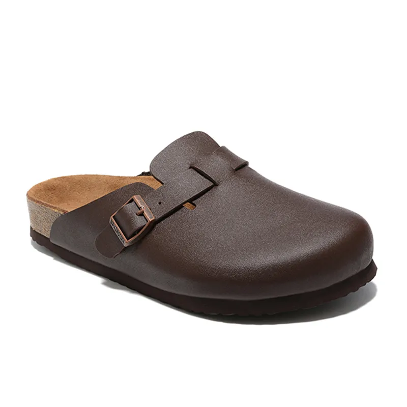 Nuevo diseñador Boston Summer Cork Flat Slippers Diseños de moda de cuero Sandalias de playa favoritas Zapatos casuales Corbas p