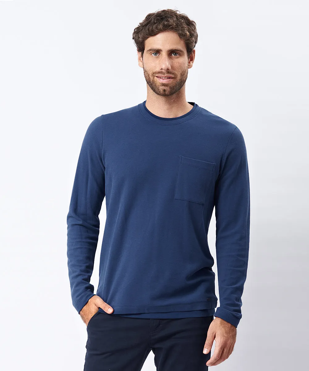POLO ML CUELLO REDONDO DOBLE TELA OI23 AZUL