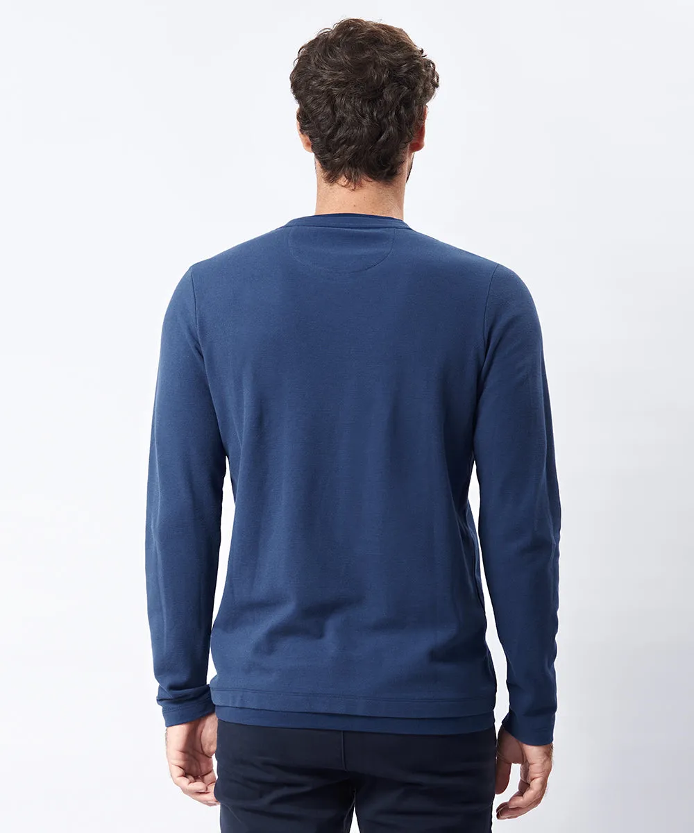 POLO ML CUELLO REDONDO DOBLE TELA OI23 AZUL