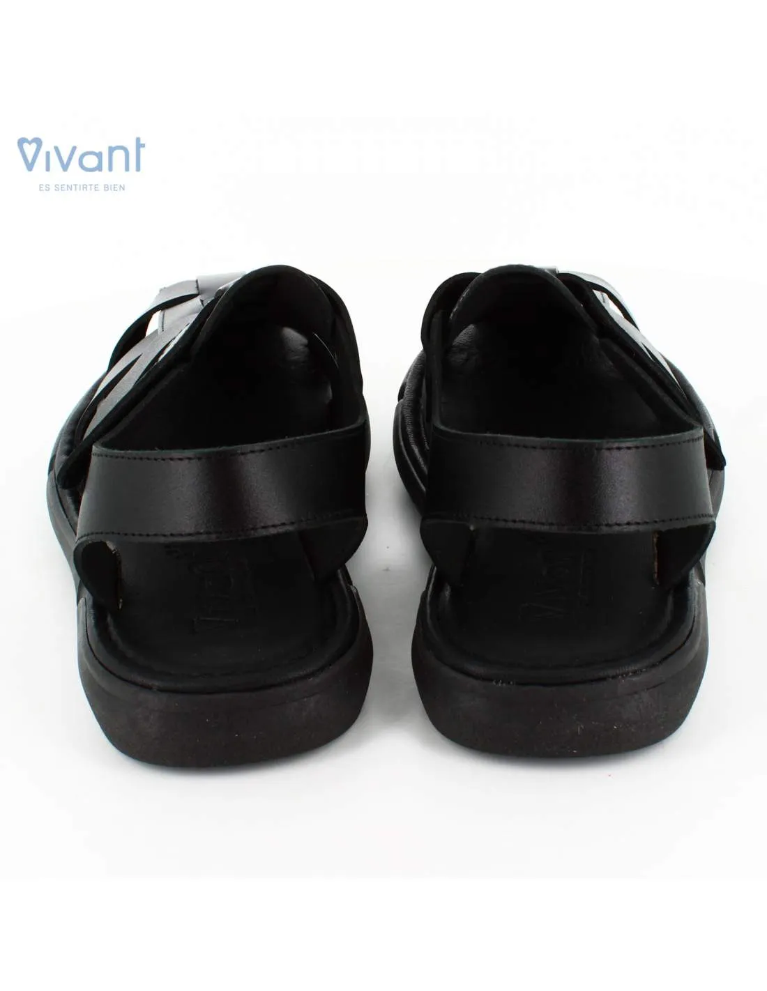 Sandalias Cangrejera Hombre Piel Vaquetilla Negra