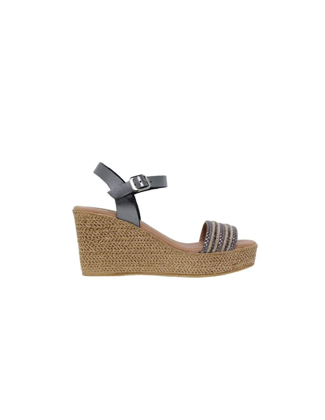 Sandalias Cuña Alta Piel Negro