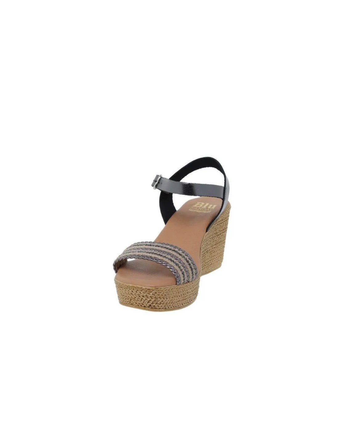 Sandalias Cuña Alta Piel Negro