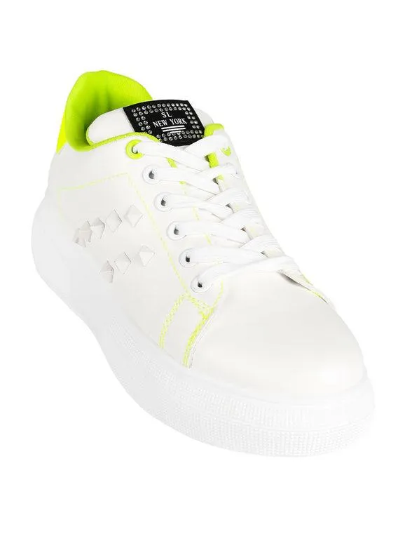 Saralòpez Zapatillas de mujer efecto piel con tachuelas