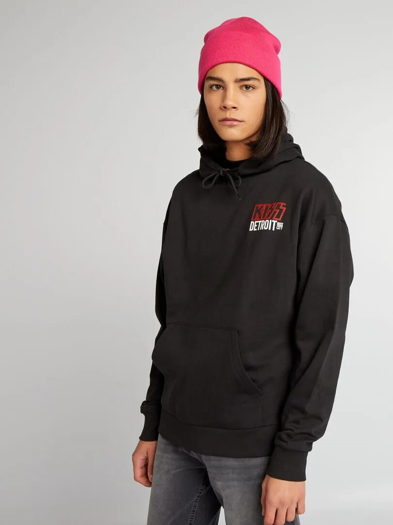 SUDADERA CON CAPUCHA 'KISS'  NEGRO