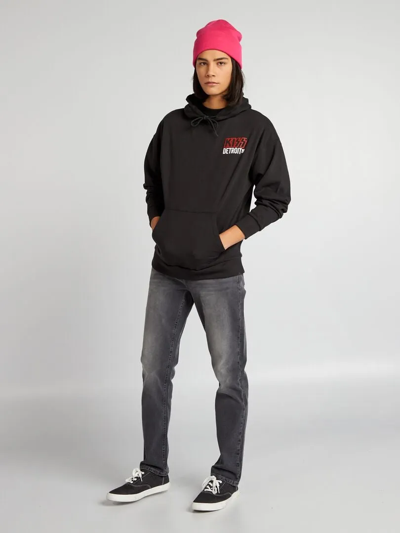 SUDADERA CON CAPUCHA 'KISS'  NEGRO