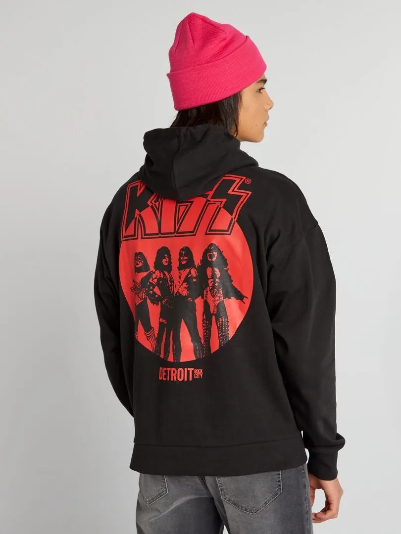 SUDADERA CON CAPUCHA 'KISS'  NEGRO