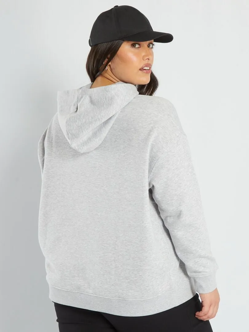 SUDADERA CON CAPUCHA Y BOLSILLO CANGURO  GRIS