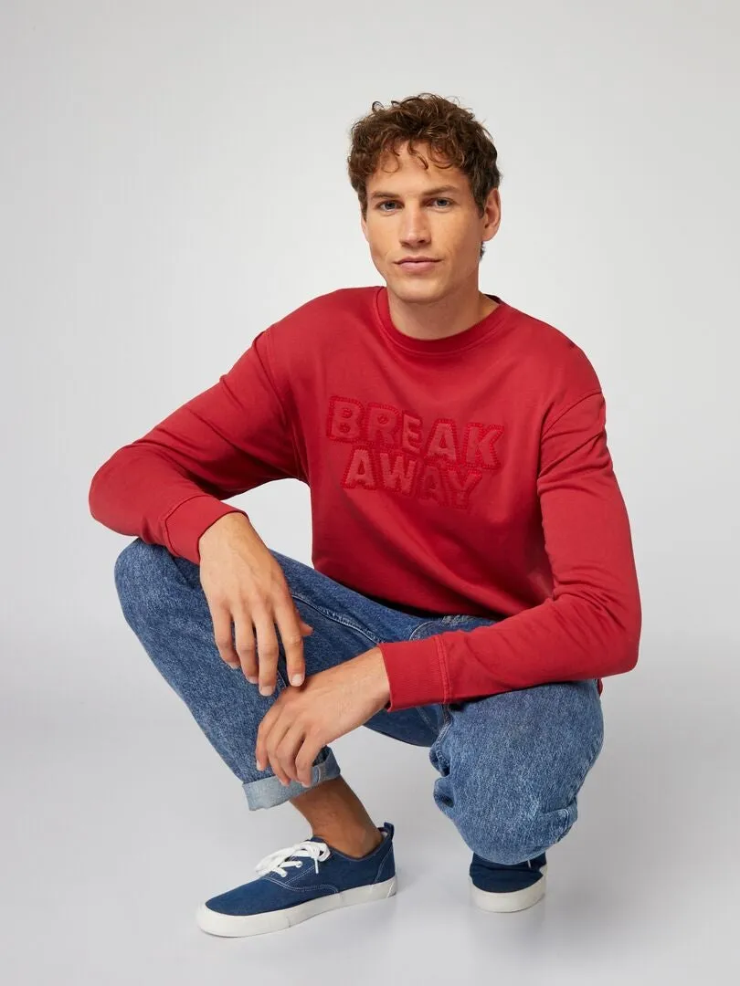 SUDADERA CON INSCRIPCIONES BORDADAS  ROJO