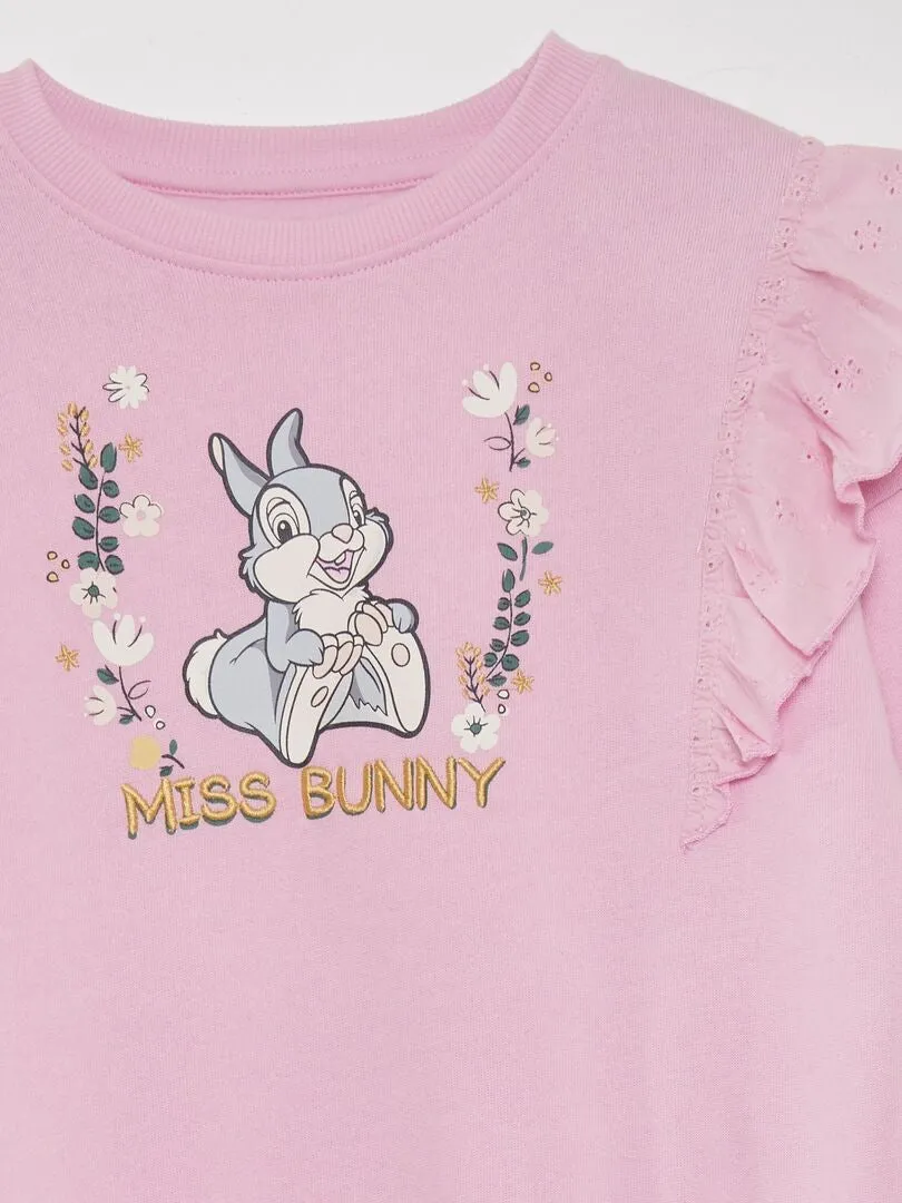 SUDADERA CON VOLANTES ESTAMPADA 'MINNIE'  ROSA