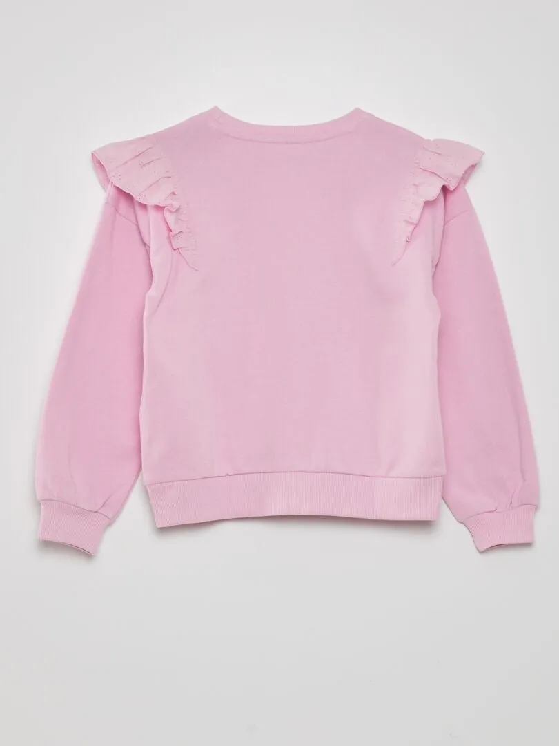 SUDADERA CON VOLANTES ESTAMPADA 'MINNIE'  ROSA