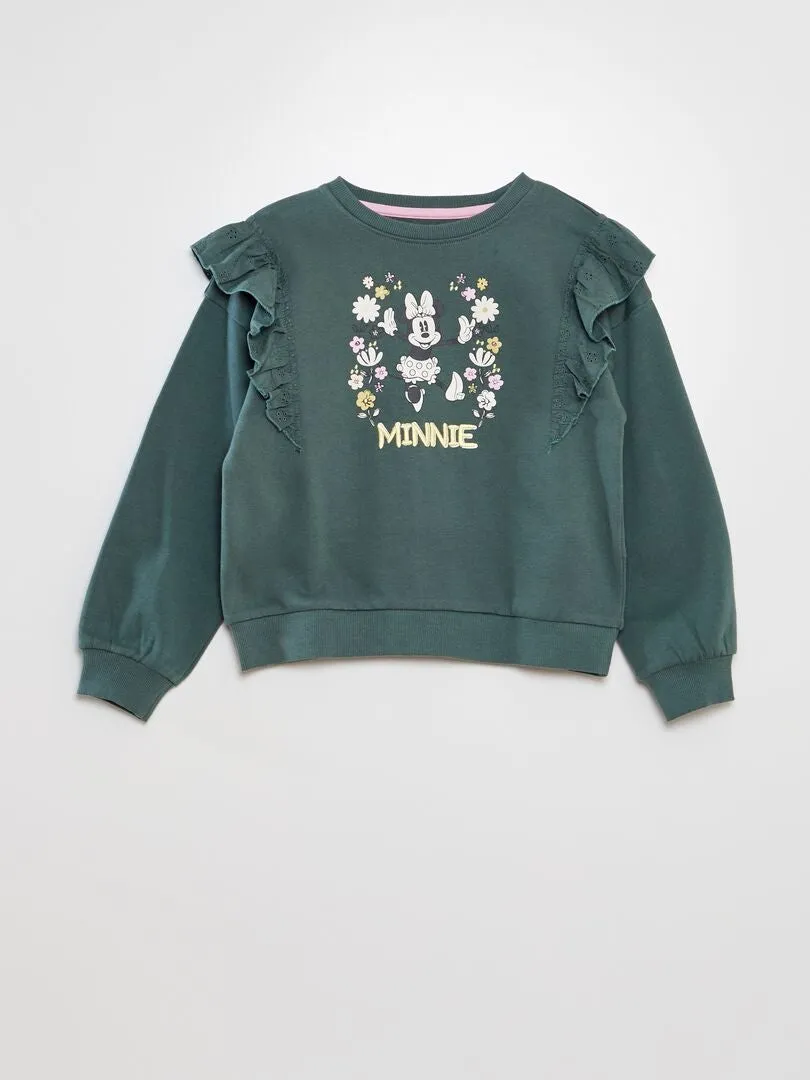 SUDADERA CON VOLANTES ESTAMPADA 'MINNIE'  VERDE