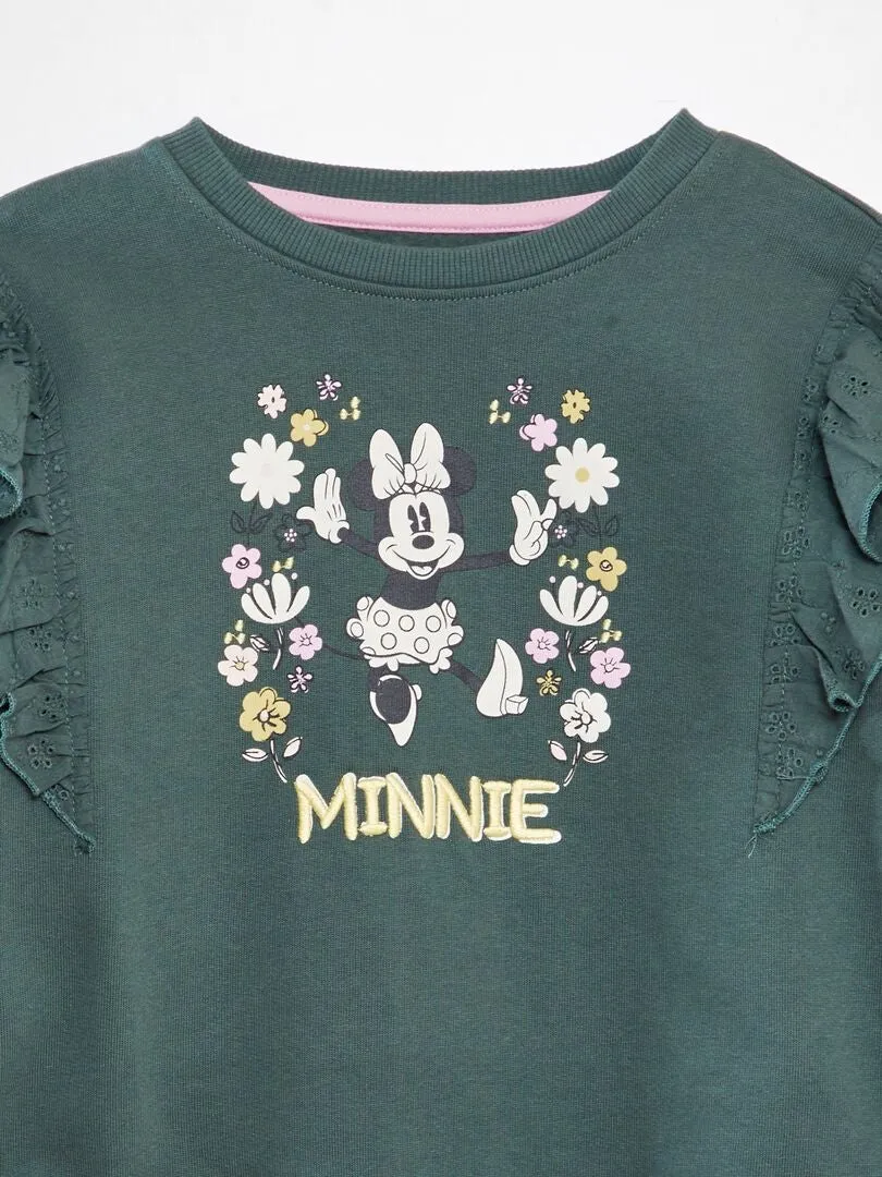 SUDADERA CON VOLANTES ESTAMPADA 'MINNIE'  VERDE