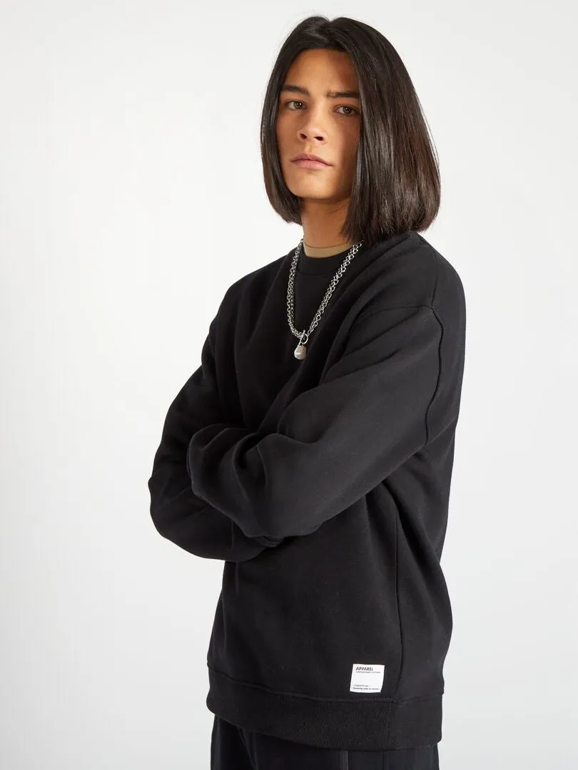 SUDADERA LISA CON CUELLO REDONDO  NEGRO