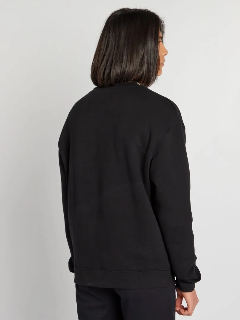 SUDADERA LISA CON CUELLO REDONDO  NEGRO