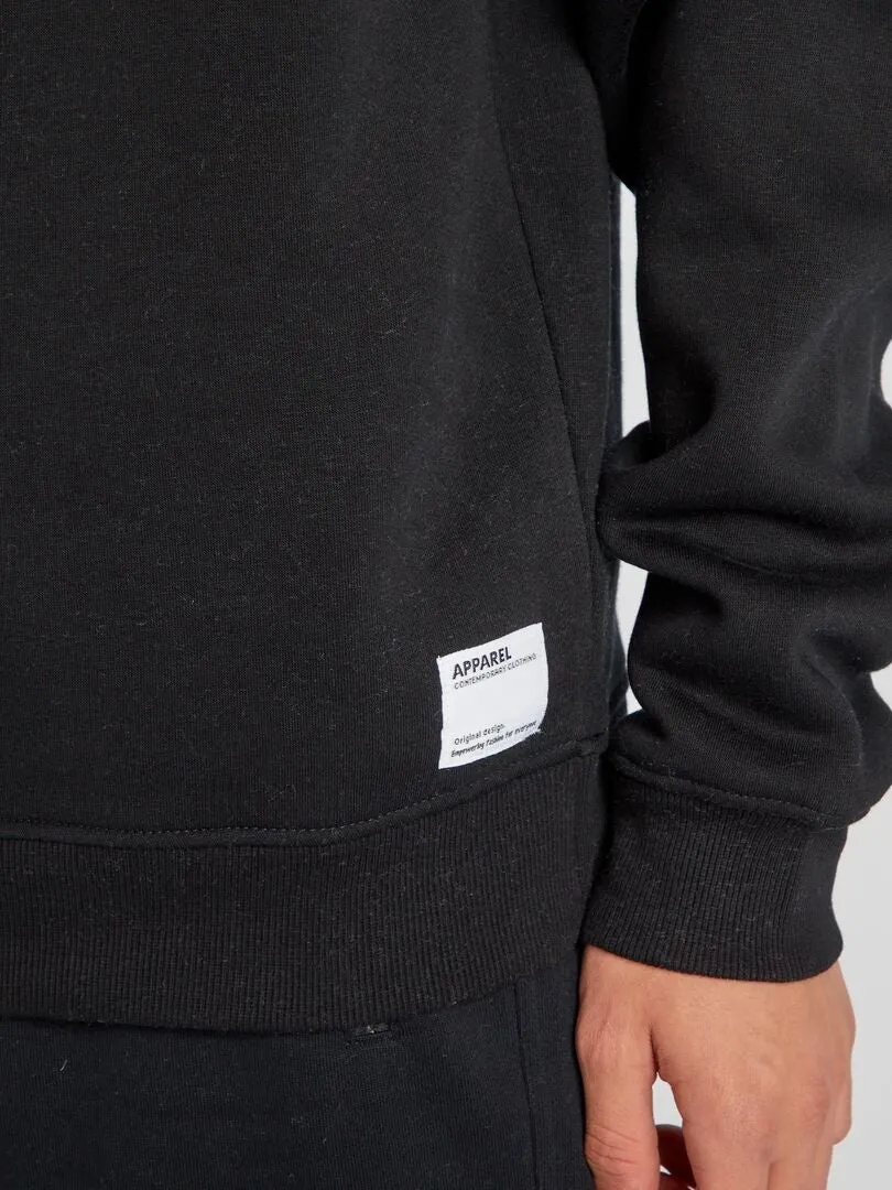 SUDADERA LISA CON CUELLO REDONDO  NEGRO