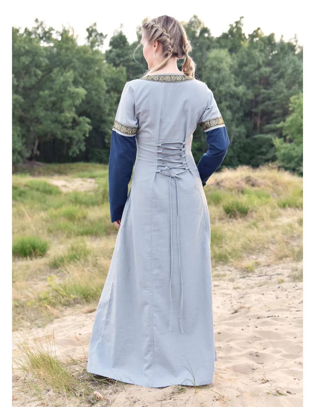 VESTIDO MEDIEVAL LEONOR EN AZULGRIS
