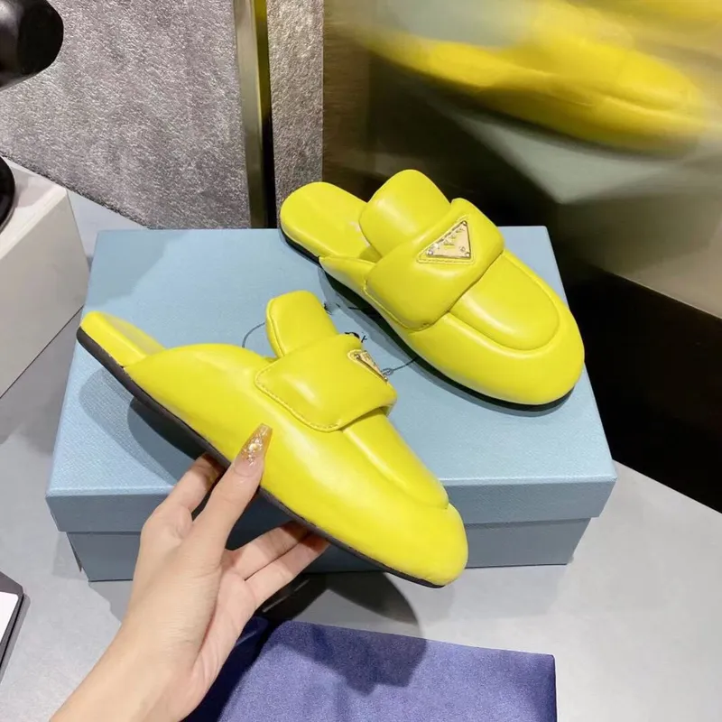 Zapatillas de diseño de cuero nappa suave acolchada sandalias de cuero de cuero femenino 100% reales piel de cuero de piel de ov