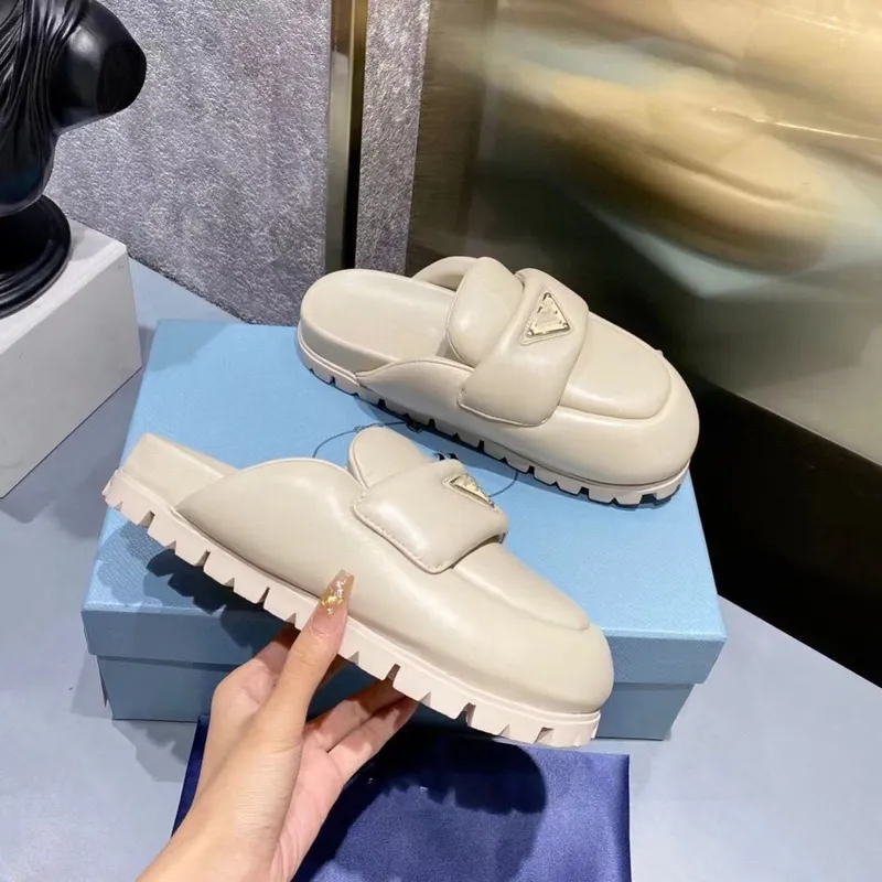 Zapatillas de diseño de cuero nappa suave acolchada sandalias de cuero de cuero femenino 100% reales piel de cuero de piel de ov